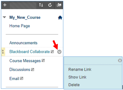 Image showing the option to show or hide a course menu item.